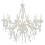 vidaXL Candelabru cu mărgele, alb, 12 becuri E14 vidaXL Candelabru cu mărgele, alb, 12 becuri E14