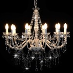 vidaXL Candelabru cu mărgele, alb, 12 becuri E14 vidaXL Candelabru cu mărgele, alb, 12 becuri E14