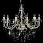 vidaXL Candelabru cu mărgele, alb, 12 becuri E14 vidaXL Candelabru cu mărgele, alb, 12 becuri E14