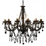 vidaXL Candelabru cu mărgele, negru, 12 becuri x E14 vidaXL Candelabru cu mărgele, negru, 12 becuri x E14