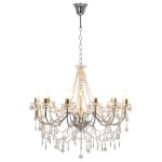 vidaXL Candelabru cu mărgele, argintiu, 12 becuri x E14 vidaXL Candelabru cu mărgele, argintiu, 12 becuri x E14