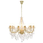 vidaXL Candelabru cu mărgele, auriu, 12 becuri E14 vidaXL Candelabru cu mărgele, auriu, 12 becuri E14