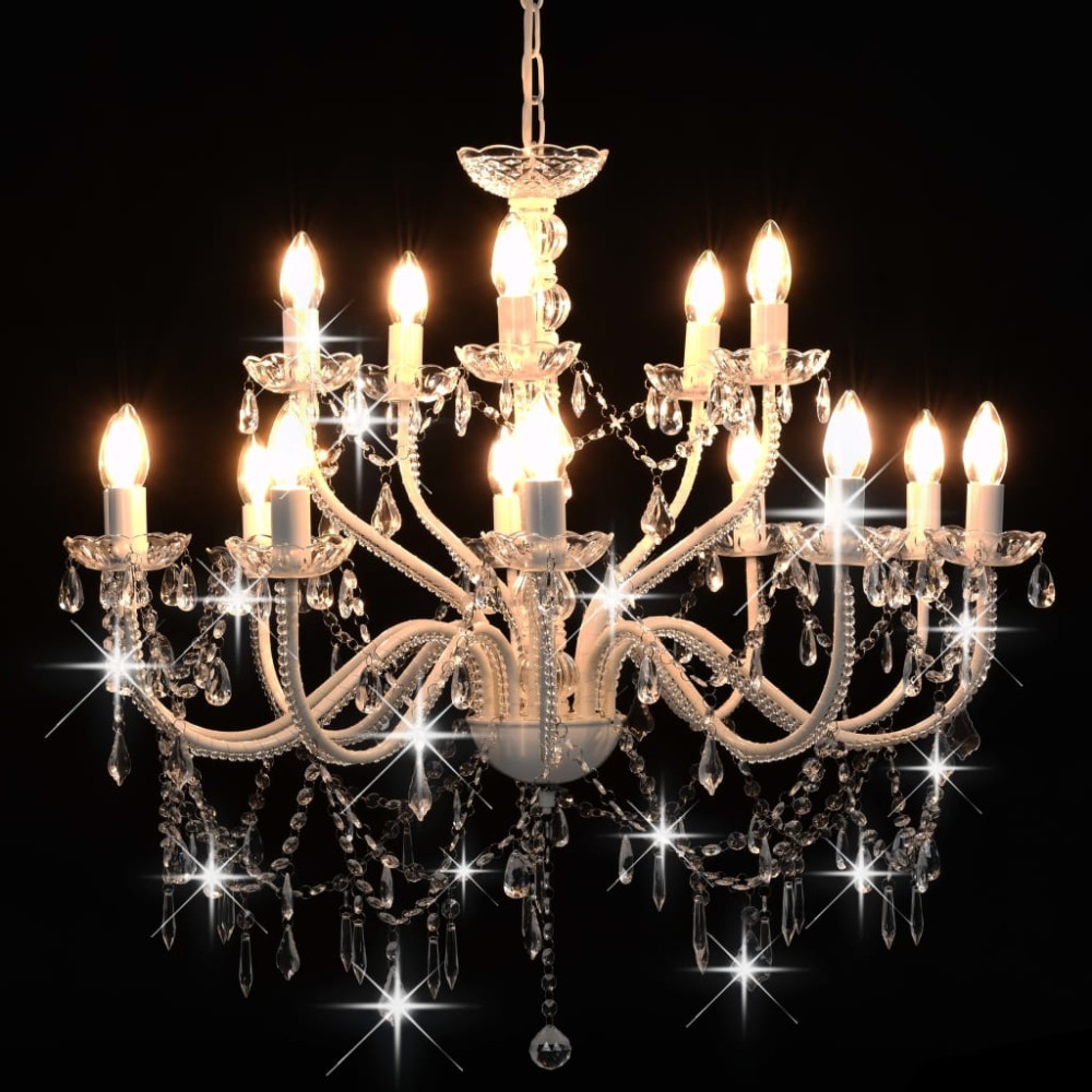 vidaXL Candelabru cu 2 rânduri, alb, becuri 15 x E14