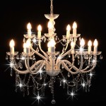 vidaXL Candelabru cu 2 rânduri, alb, becuri 15 x E14 vidaXL Candelabru cu 2 rânduri, alb, becuri 15 x E14