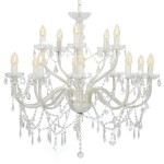 vidaXL Candelabru cu 2 rânduri, alb, becuri 15 x E14 vidaXL Candelabru cu 2 rânduri, alb, becuri 15 x E14