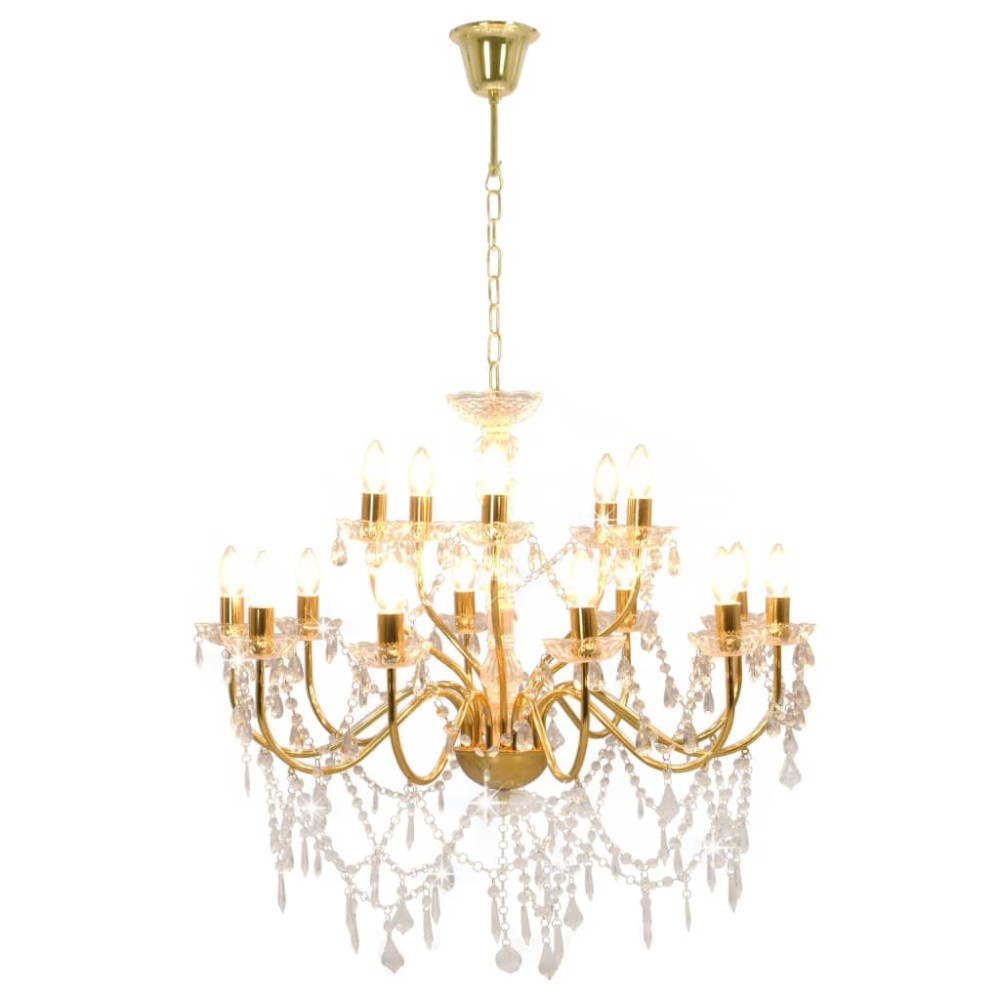 vidaXL Candelabru cu 2 rânduri, auriu, becuri 15 x E14