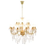 vidaXL Candelabru cu 2 rânduri, auriu, becuri 15 x E14 vidaXL Candelabru cu 2 rânduri, auriu, becuri 15 x E14