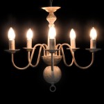 vidaXL Candelabru antichizat, alb, becuri E14 x 5 vidaXL Candelabru antichizat, alb, becuri E14 x 5