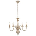 vidaXL Candelabru antichizat, alb, becuri E14 x 5 vidaXL Candelabru antichizat, alb, becuri E14 x 5