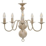 vidaXL Candelabru antichizat, alb, becuri E14 x 5 vidaXL Candelabru antichizat, alb, becuri E14 x 5