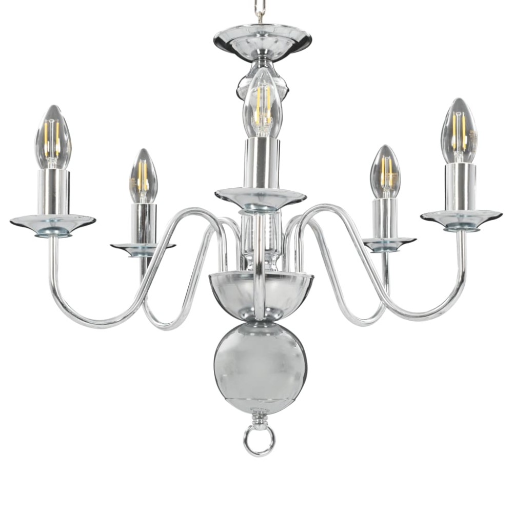 vidaXL Candelabru, argintiu, 5 becuri E14