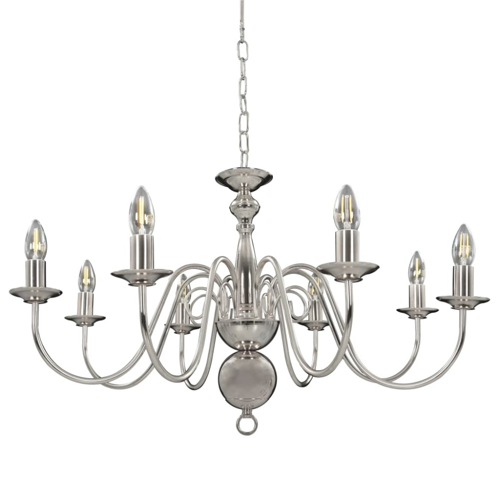 vidaXL Candelabru, argintiu, 8 becuri E14