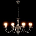 vidaXL Candelabru, argintiu, 8 becuri E14 vidaXL Candelabru, argintiu, 8 becuri E14