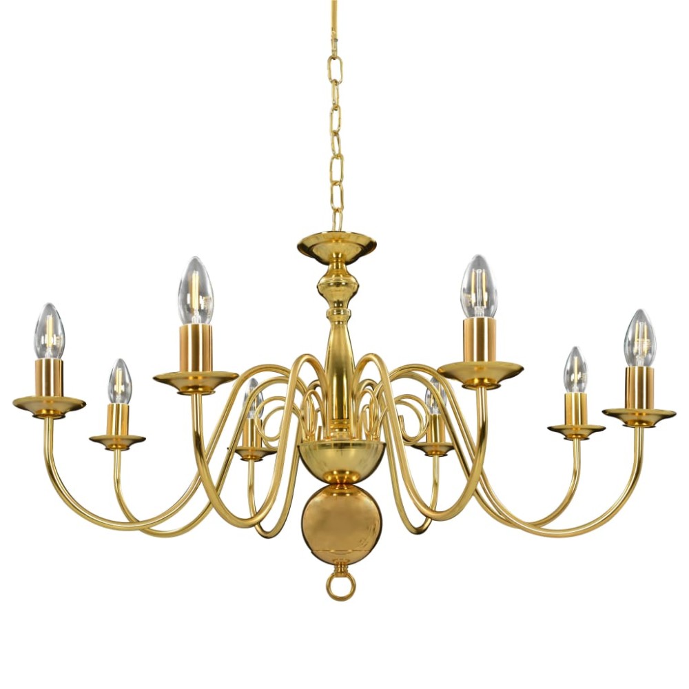 vidaXL Candelabru, auriu, 8 becuri E14