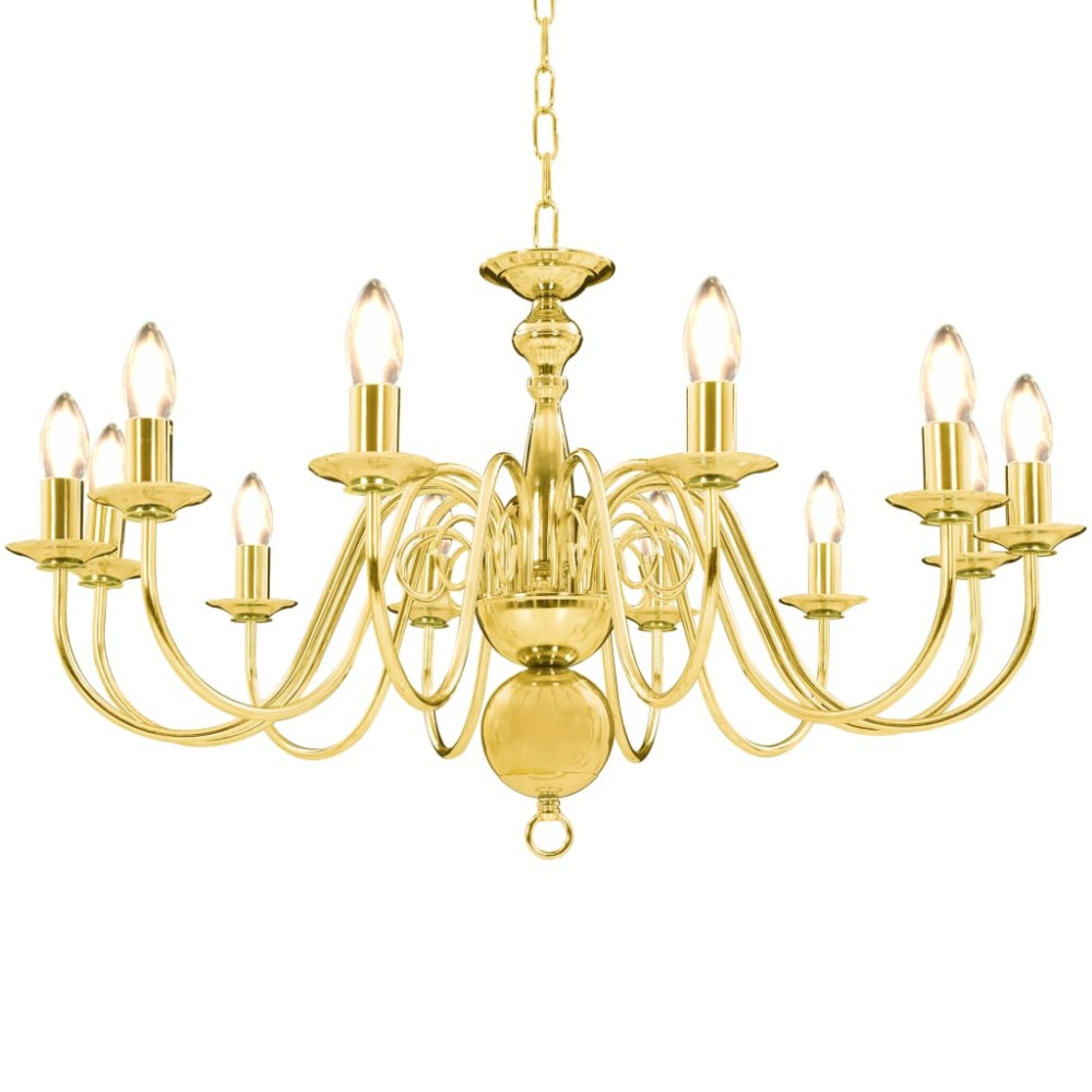 vidaXL Candelabru, auriu, 12 becuri E14