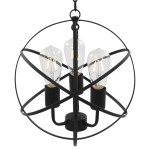vidaXL Lampă suspendată, negru, sferă, 3 becuri x E27