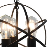 vidaXL Lampă suspendată, negru, sferă, 3 becuri x E27