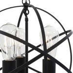 vidaXL Lampă suspendată, negru, sferă, 3 becuri x E27