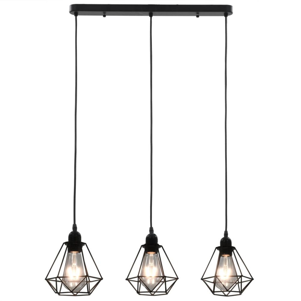 vidaXL Lustră, design diamant, negru, 3 becuri x E27