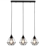vidaXL Lustră, design diamant, negru, 3 becuri x E27 vidaXL Lustră, design diamant, negru, 3 becuri x E27