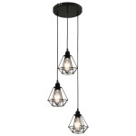vidaXL Lustră cu design diamant, negru, 3 x bec E27 vidaXL Lustră cu design diamant, negru, 3 x bec E27