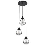 vidaXL Lustră cu design diamant, negru, 3 x bec E27 vidaXL Lustră cu design diamant, negru, 3 x bec E27