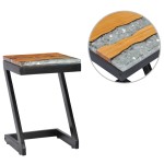 vidaXL Măsuță de cafea, 30 x 30 x 50 cm, lemn masiv tec și polirășină vidaXL Măsuță de cafea, 30 x 30 x 50 cm, lemn masiv tec și polirășină