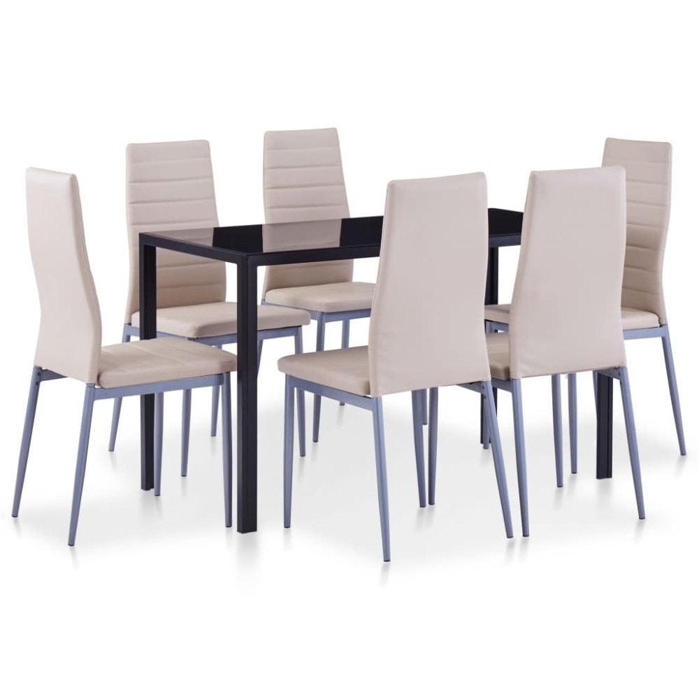 vidaXL Set mobilier de bucătărie, 7 piese, cappuccino