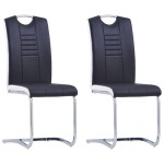 vidaXL Scaune de bucătărie consolă, 2 buc., negru, piele ecologică