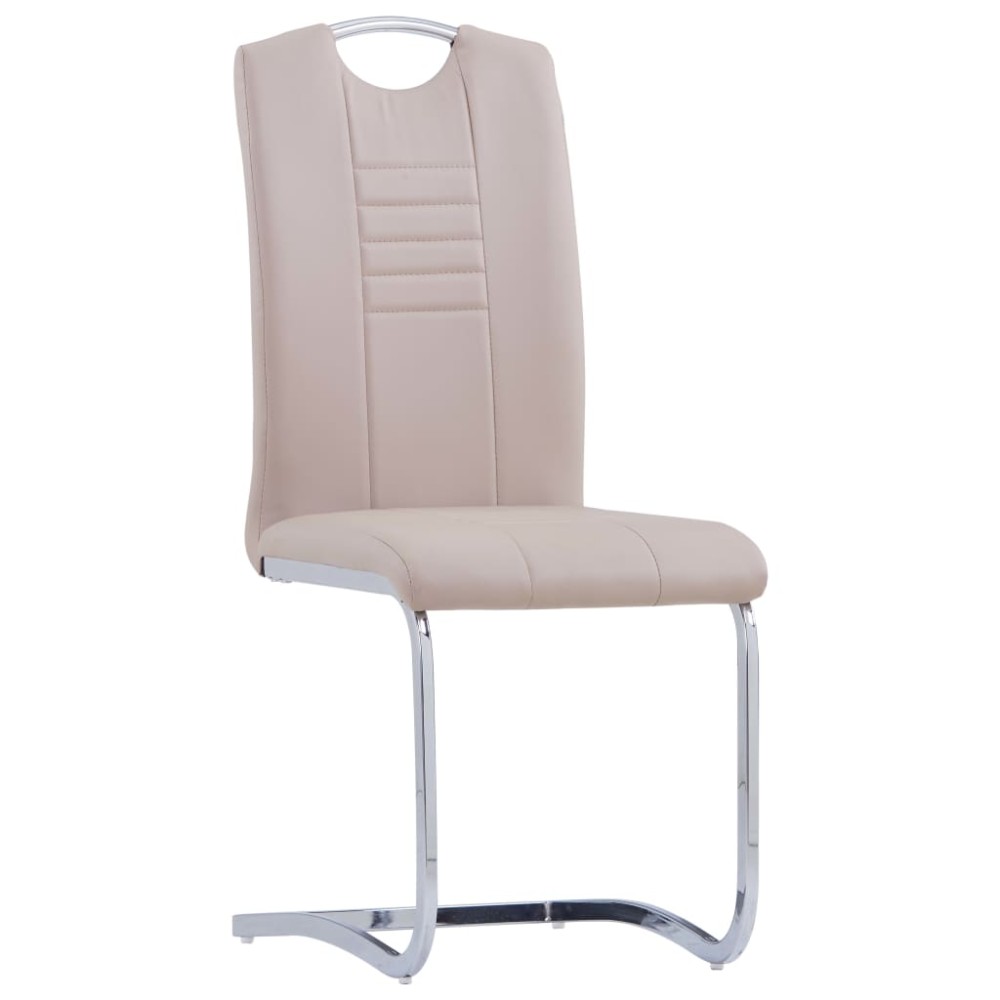 vidaXL Scaune de bucătărie cantilever 2 buc. cappuccino piele eco
