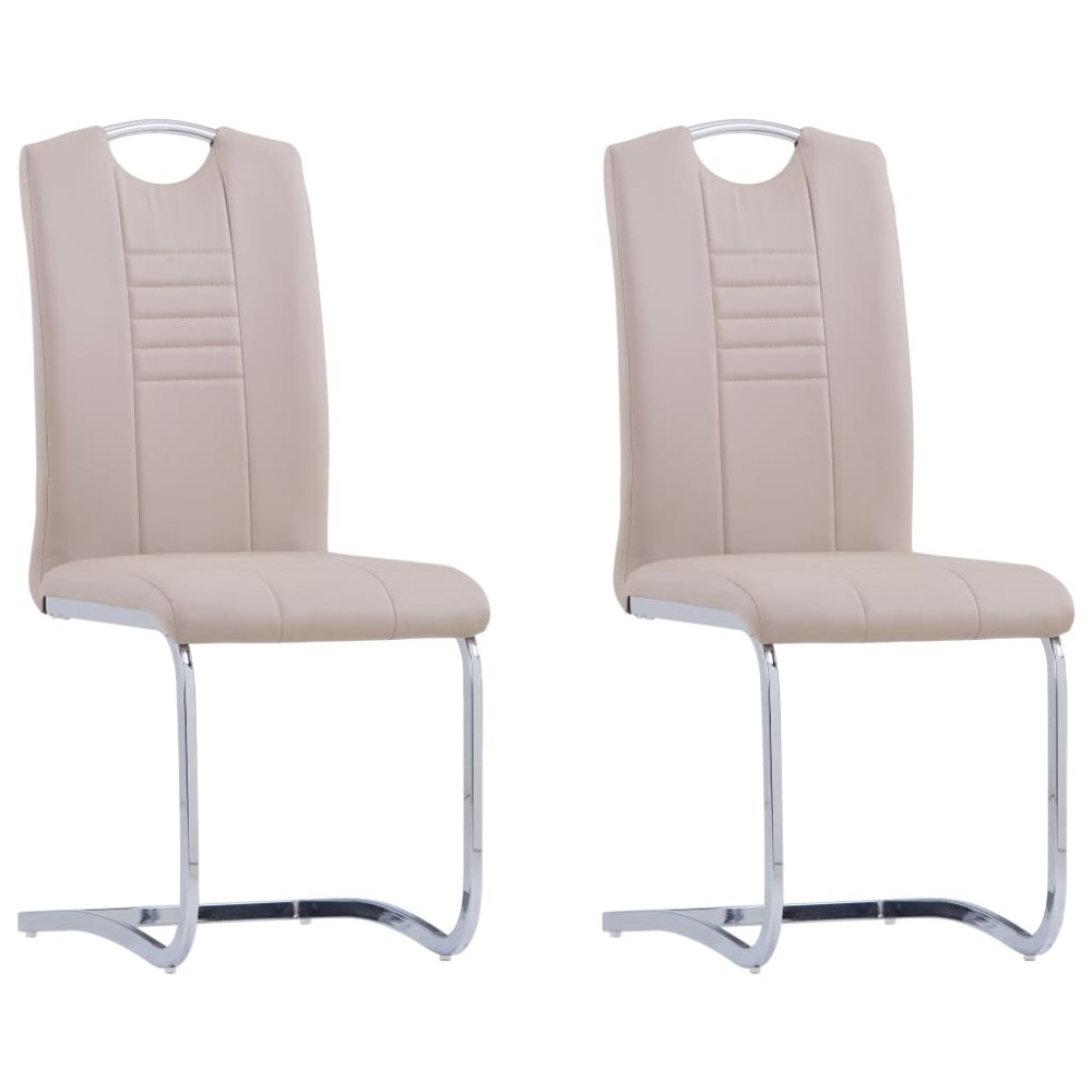vidaXL Scaune de bucătărie cantilever 2 buc. cappuccino piele eco
