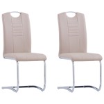 vidaXL Scaune de bucătărie cantilever 2 buc. cappuccino piele eco
