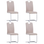 vidaXL Scaune bucătărie consolă, 4 buc. cappuccino piele ecologică