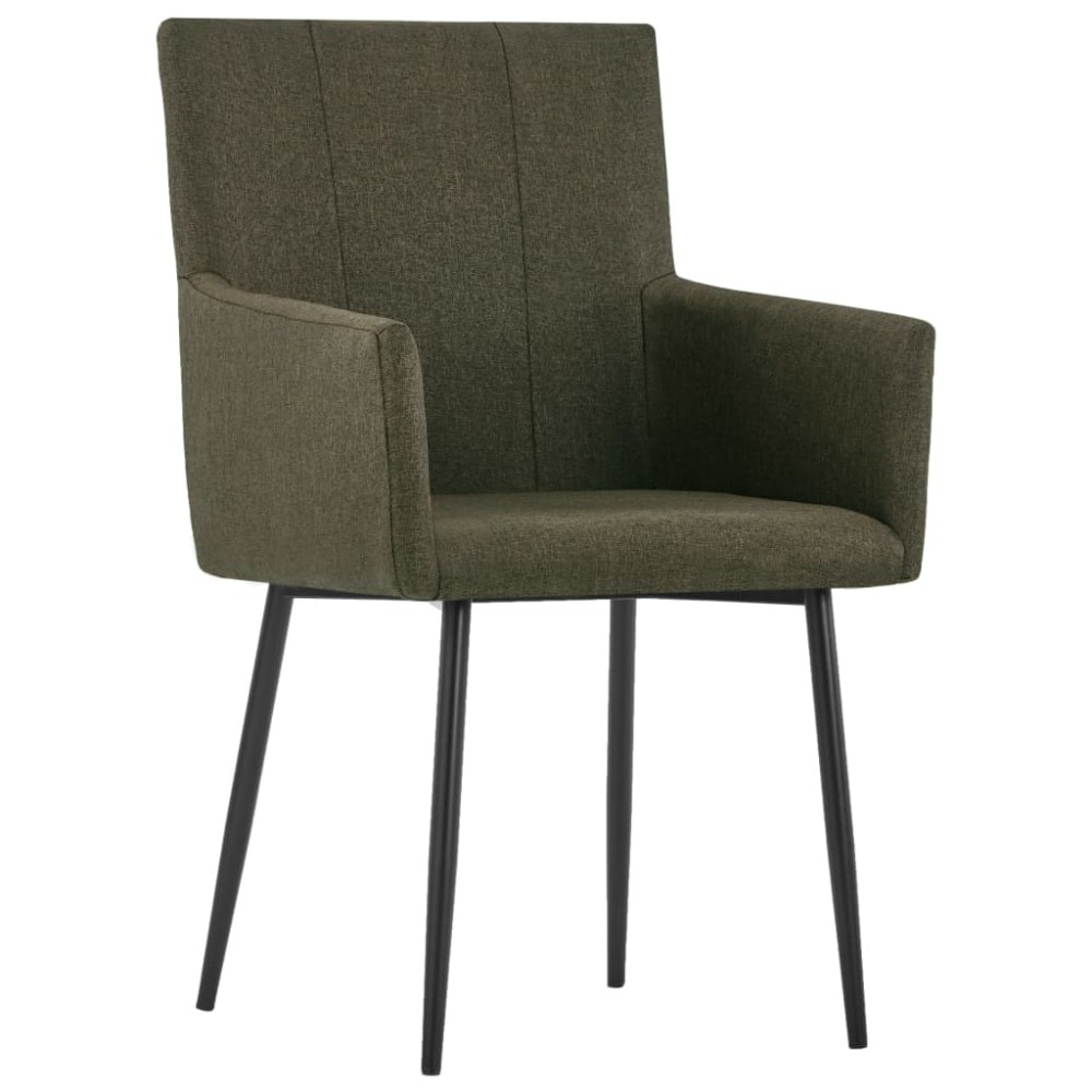 vidaXL Scaune de bucătărie cu cotiere, 2 buc, maro, textil