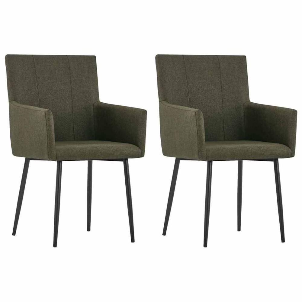 vidaXL Scaune de bucătărie cu cotiere, 2 buc, maro, textil