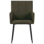vidaXL Scaune de bucătărie cu cotiere, 2 buc, maro, textil