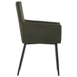 vidaXL Scaune de bucătărie cu cotiere, 2 buc, maro, textil