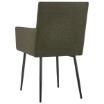 vidaXL Scaune de bucătărie cu cotiere, 2 buc, maro, textil