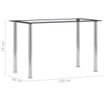 vidaXL Masă de bucătărie, negru/transparent, 120 x 60 x 75 cm, sticlă