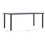 vidaXL Masă de bucătărie, negru & gri beton, 180 x 90 x 75 cm, MDF