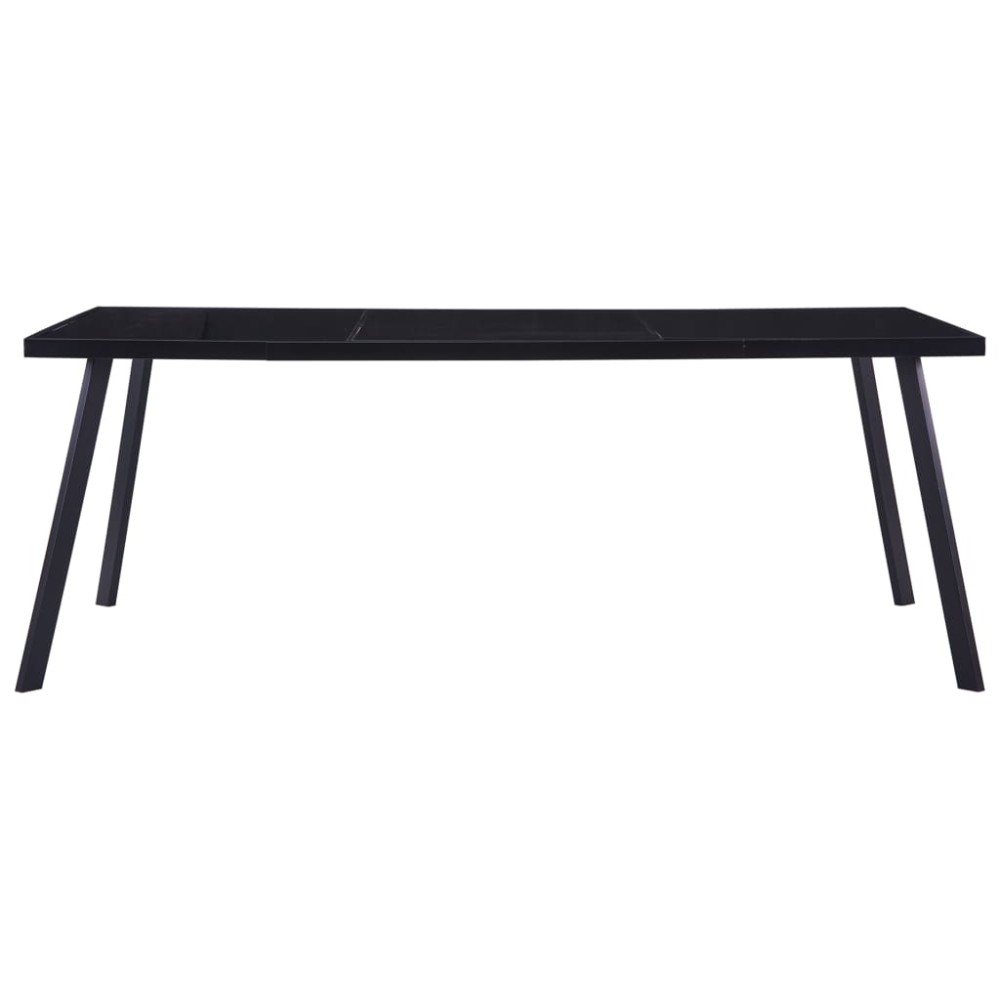 vidaXL Masă de bucătărie, negru, 200 x 100 x 75 cm, sticlă securizată
