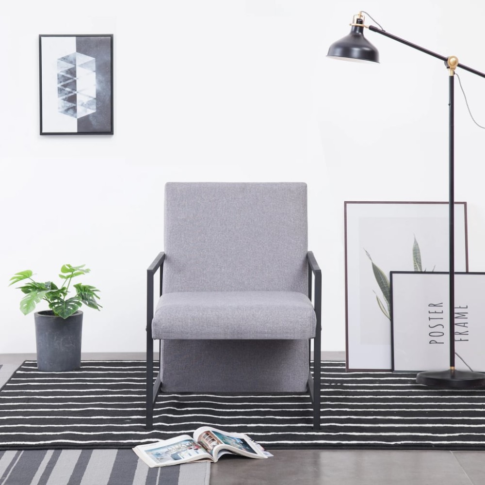 vidaXL Fotoliu, gri deschis, material textil