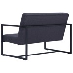vidaXL Canapea cu 2 locuri și cotiere, gri închis, oțel/textil vidaXL Canapea cu 2 locuri și cotiere, gri închis, oțel/textil