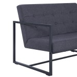vidaXL Canapea cu 2 locuri și cotiere, gri închis, oțel/textil vidaXL Canapea cu 2 locuri și cotiere, gri închis, oțel/textil