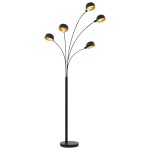 vidaXL Lampă de podea, negru și auriu, 200 cm, 5 x E14 vidaXL Lampă de podea, negru și auriu, 200 cm, 5 x E14