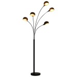 vidaXL Lampă de podea, negru și auriu, 200 cm, 5 x E14 vidaXL Lampă de podea, negru și auriu, 200 cm, 5 x E14