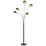 vidaXL Lampă de podea, negru și auriu, 200 cm, 5 x E14 vidaXL Lampă de podea, negru și auriu, 200 cm, 5 x E14