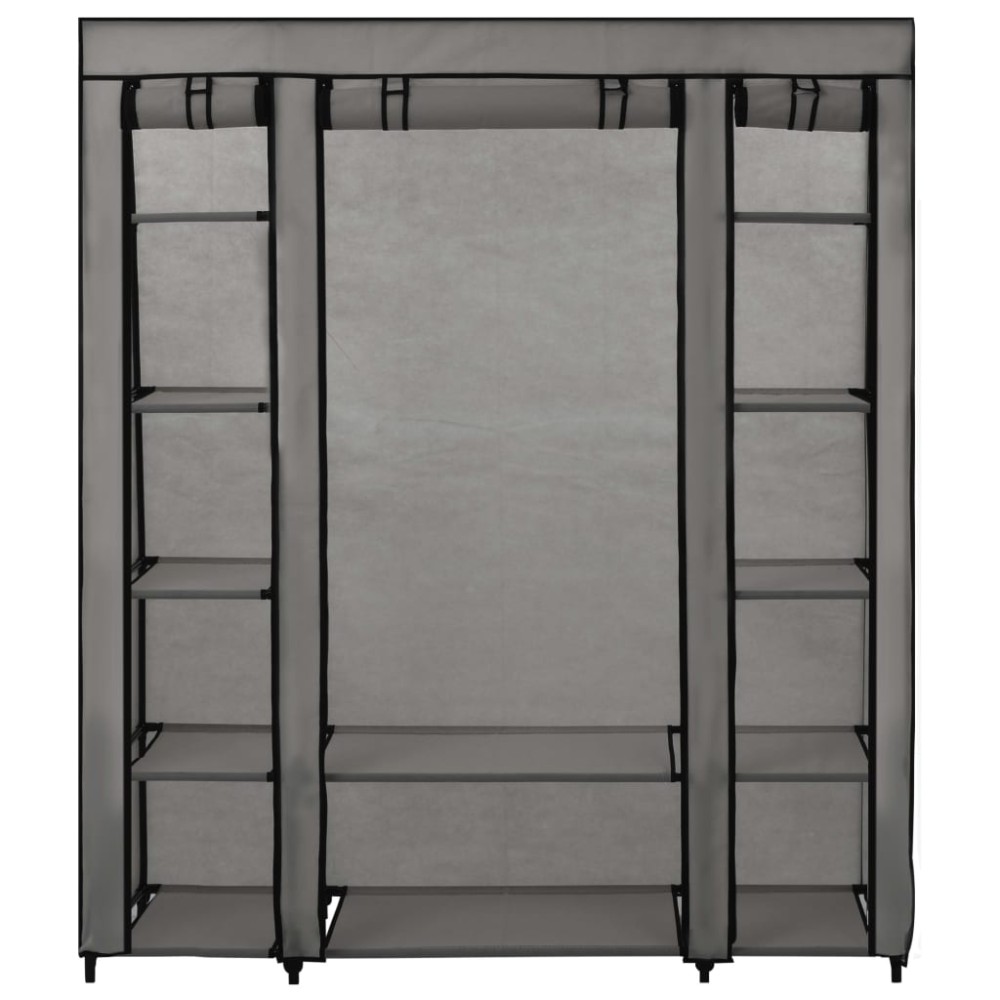 vidaXL Șifonier cu bare și compartimente, gri, 150x45x176 cm, textil