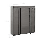 vidaXL Șifonier cu bare și compartimente, gri, 150x45x176 cm, textil
