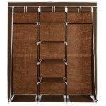 vidaXL Dulap cu bare și compartimente, maro, 150x45x175 cm, textil vidaXL Dulap cu bare și compartimente, maro, 150x45x175 cm, textil